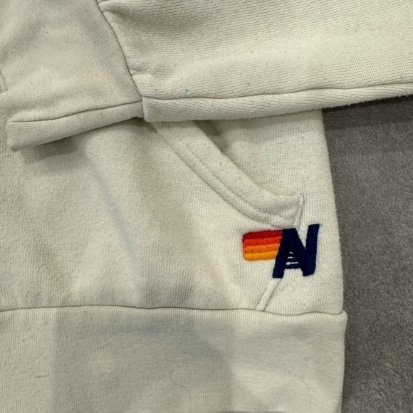 AVIATOR NATION X SOUL CYCLE COLLAB Rare ivory zip up hoodie size large - Picture 2 of 12